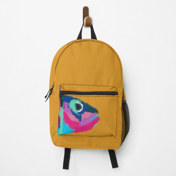 Item preview, Multicolored fish heads (yellow background) designed and sold by MentaLee.