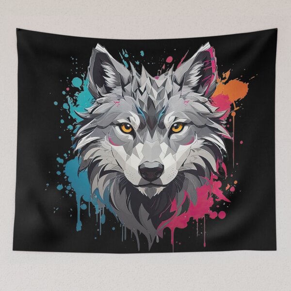 Item preview, Cute Colorful Wolf in Low Poly and Graffiti Style designed and sold by MindSmith.