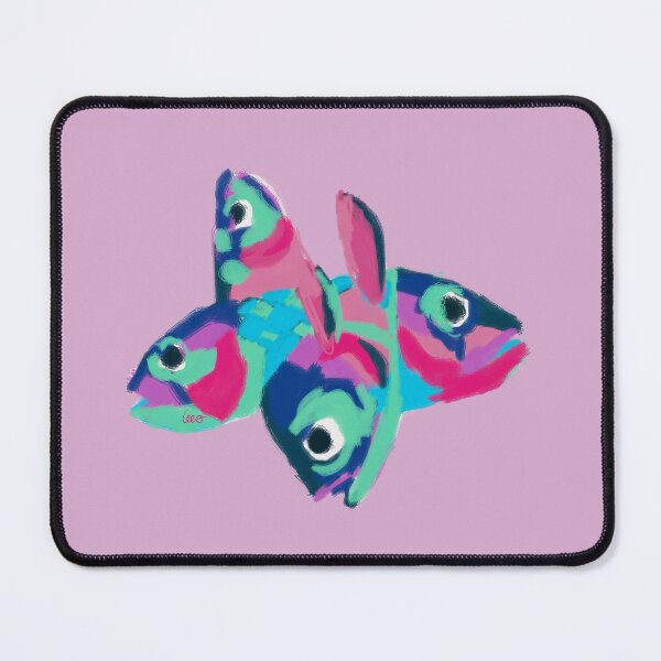 Item preview, Multicolored fish heads (pink background) designed and sold by MentaLee.