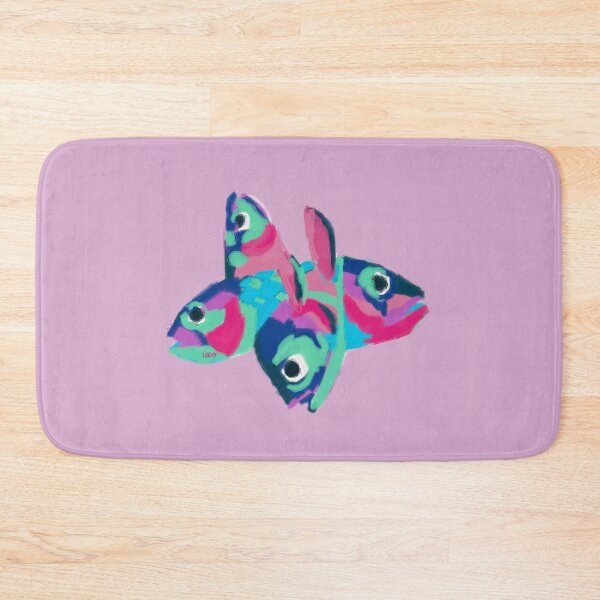 Item preview, Multicolored fish heads (pink background) designed and sold by MentaLee.
