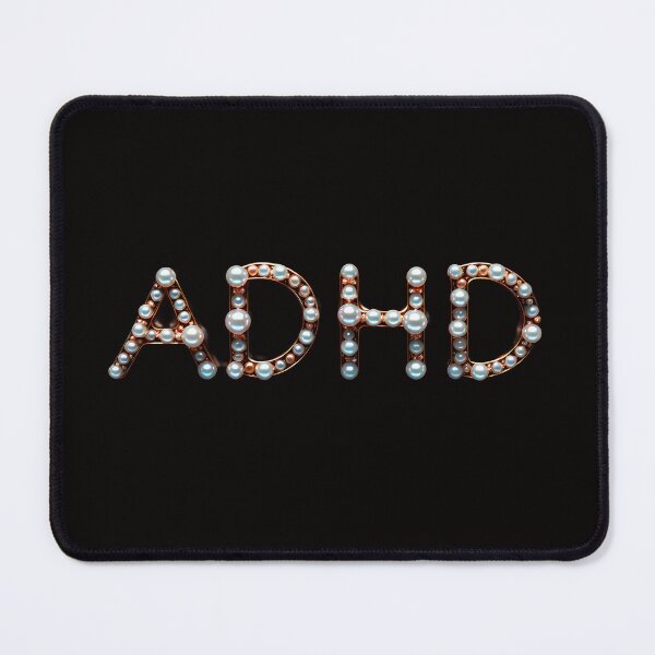 Item preview, The inscription "ADHD" on a black background - pearly, shiny, metal, crazy. designed and sold by My-fake-places.