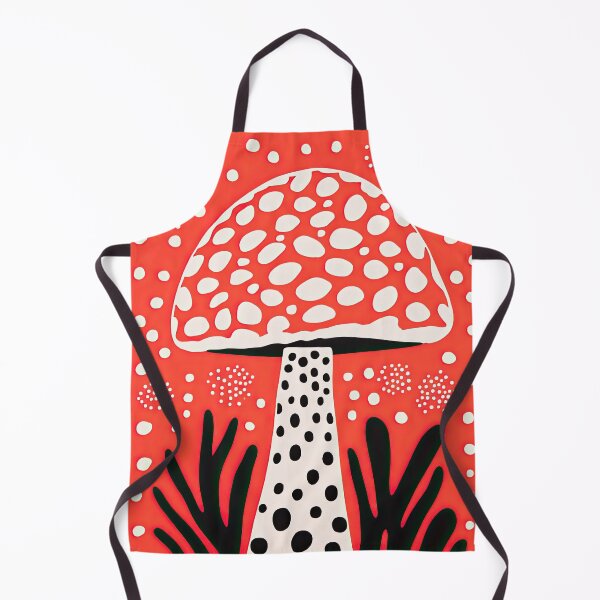 Item preview, Dotted White Mushroom on Red Background Modern Art Print designed and sold by GulDesignCo.