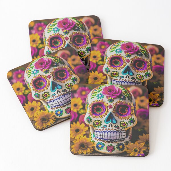 Item preview, Day Of The Dead colorful skull designed and sold by CuteCreature.