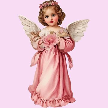 2024 Very vintage christmas pink fluffy baby girl angels