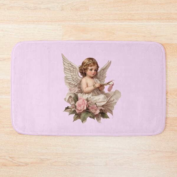 Item preview, Vintage Pink Baby Christmas Angel with Roses designed and sold by PUFFYP.