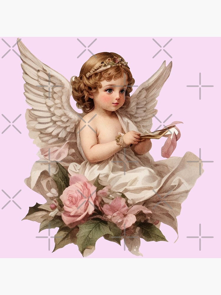 2024 Very vintage christmas pink fluffy baby girl angels