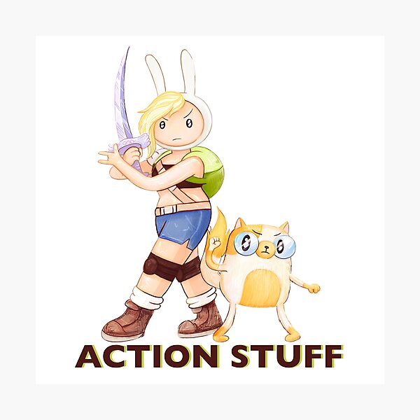 Action Stuff! Fionna and Cake / Adventure Time fan art Photographic Print