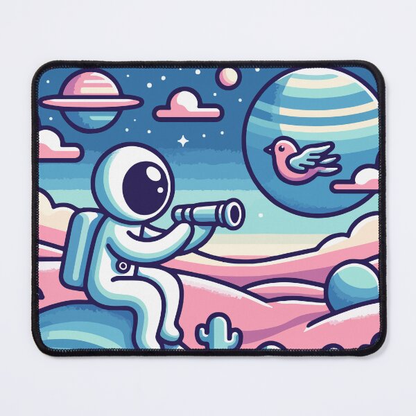 Item preview, Astronaut Observing Flying Bird on Otherworldly Landscape designed and sold by OniumEth.