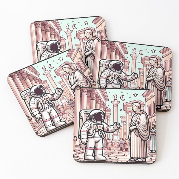 Item preview, Astronaut Meets Ancient Rome - Historical Fantasy Artwork designed and sold by OniumEth.