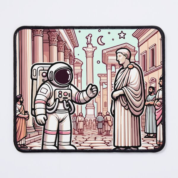 Item preview, Astronaut Meets Ancient Rome - Historical Fantasy Artwork designed and sold by OniumEth.