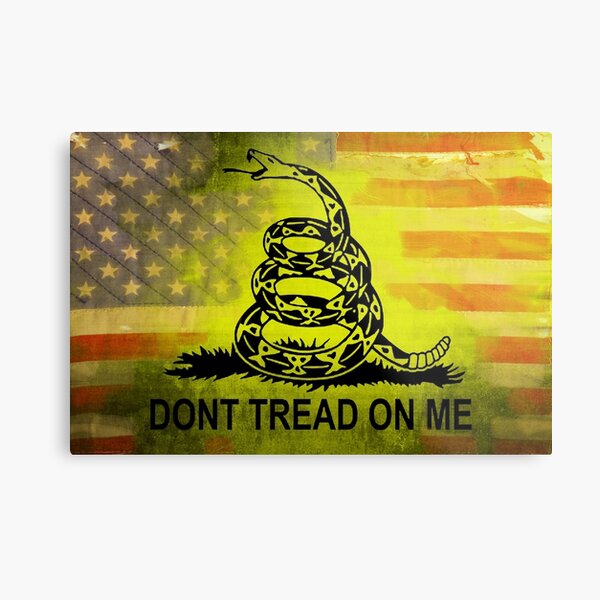 Don't Tread on Me Shirts & Sticker American Flag Background Metal Print