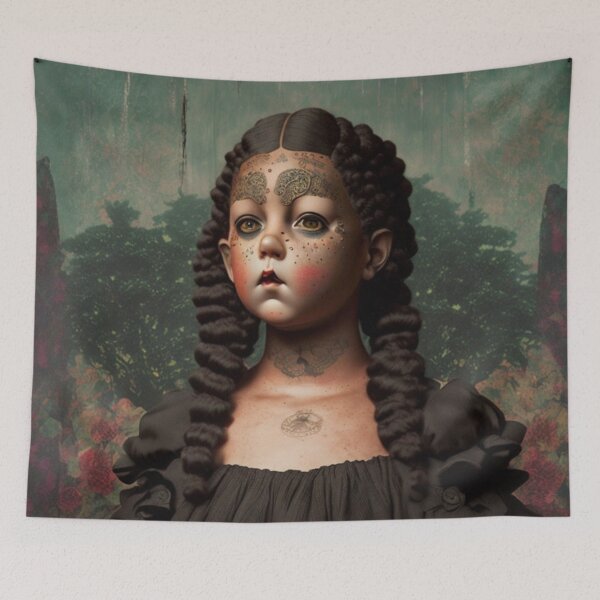 Item preview, Mona Lisa Doll Face - Dark Acadamia Artwork  designed and sold by KrisantoArts.
