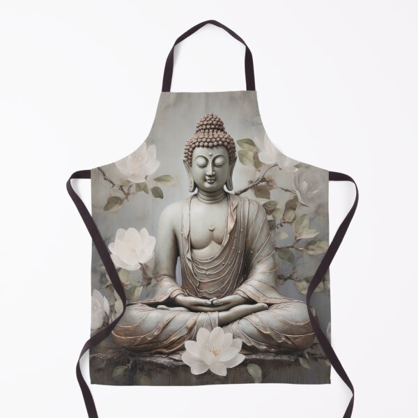 Item preview, Buddha and Flowers in silver and white designed and sold by DreamyDaisy.