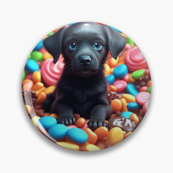 Item preview, Black puppy in a pile of candy designed and sold by winter156.