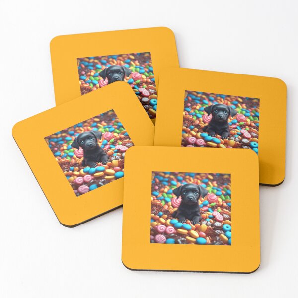 Item preview, Black puppy in a pile of candy designed and sold by winter156.