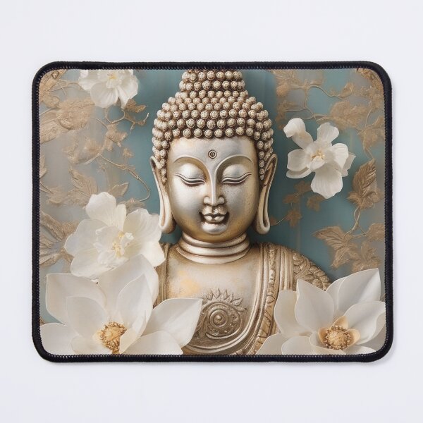 Item preview, Buddha with gold and white flowers designed and sold by DreamyDaisy.