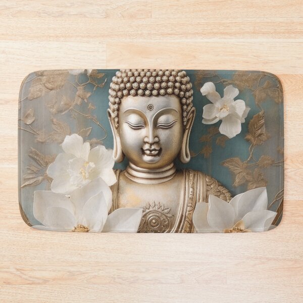 Item preview, Buddha with gold and white flowers designed and sold by DreamyDaisy.