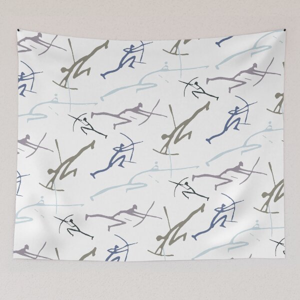 Item preview, 2024 color trends for home Bowmen Minimalist Paleolithic Cave Art Bow Fight designed and sold by pelagio.