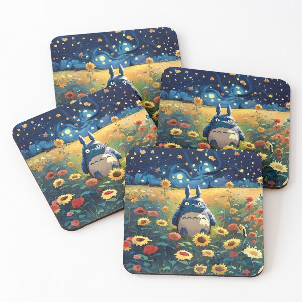 Item preview, Totoro in a Sunflower Field with Starry Night Background designed and sold by karpark.