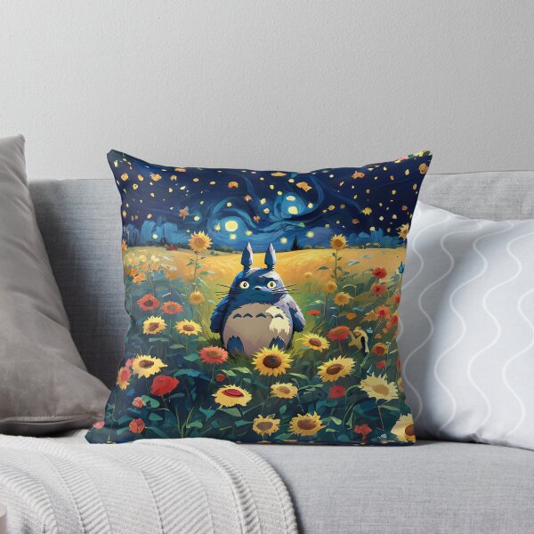 Vista previa del artículo con la obra «Totoro en un campo de girasoles con fondo de noche estrellada», diseñado y vendido por karpark.
