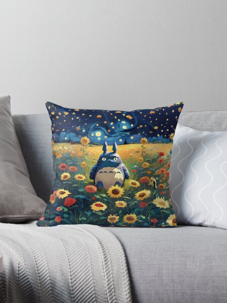 Item preview, Totoro in a Sunflower Field with Starry Night Background designed and sold by karpark.