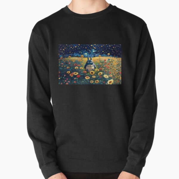 Item preview, Totoro in a Sunflower Field with Starry Night Background designed and sold by karpark.