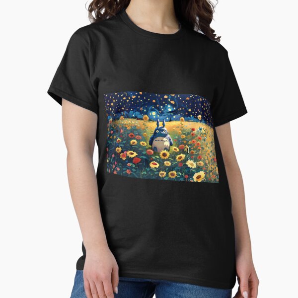 Item preview, Totoro in a Sunflower Field with Starry Night Background designed and sold by karpark.
