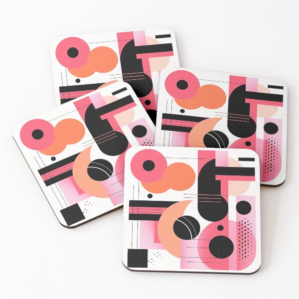 Artikelvorschau, Lebhafte abstrakte geometrische Fusion in Schwarz und Rosa entworfen und verkauft von PaintbrushPlace.