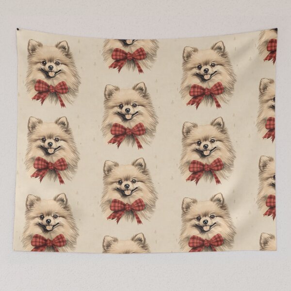 Artikelvorschau, Pomeranian Christmas Plaid Watercolor entworfen und verkauft von rafaeltto.