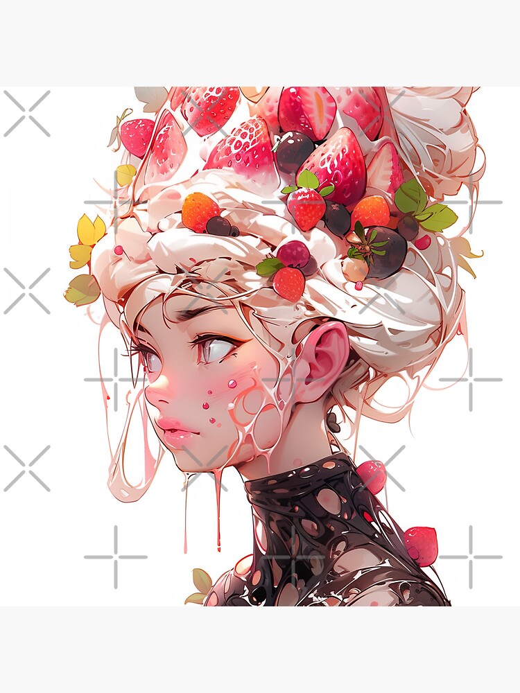Kawaii Fruit Parfait Anime Girl Sticker for Sale by bubblegoth