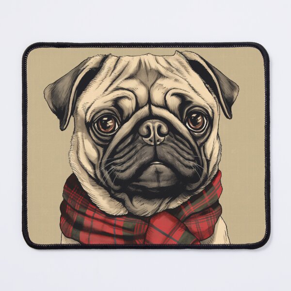 Artikelvorschau, Pug Christmas Plaid Watercolor entworfen und verkauft von rafaeltto.