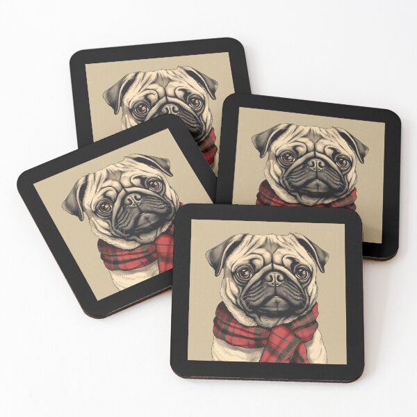 Artikelvorschau, Pug Christmas Plaid Watercolor entworfen und verkauft von rafaeltto.