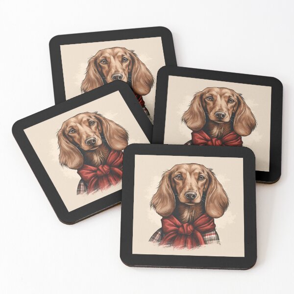Artikelvorschau, Red Dachshund Christmas Plaid Watercolor entworfen und verkauft von rafaeltto.