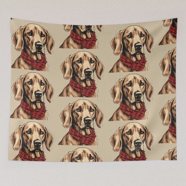 Item preview, Redbone Coonhound Christmas Plaid Watercolor designed and sold by rafaeltto.