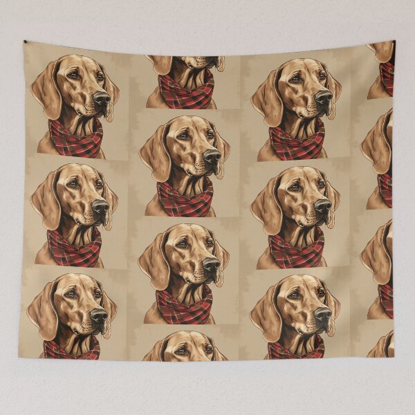 Item preview, Redbone Coonhound Christmas Plaid Watercolor designed and sold by rafaeltto.
