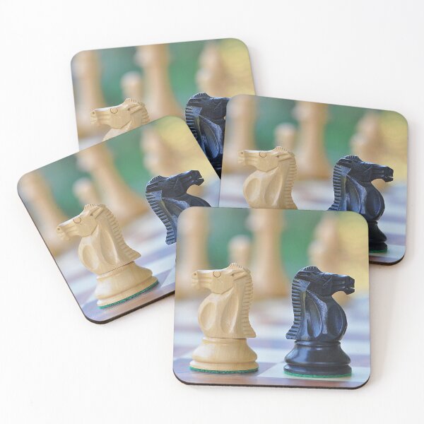 Item preview, Black and White Knight Horse chess pieces - staunton design designed and sold by IPPhotography.