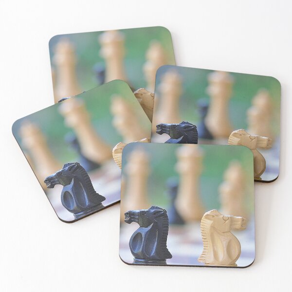 Item preview, Black and White Knight Horse chess pieces - staunton design designed and sold by IPPhotography.