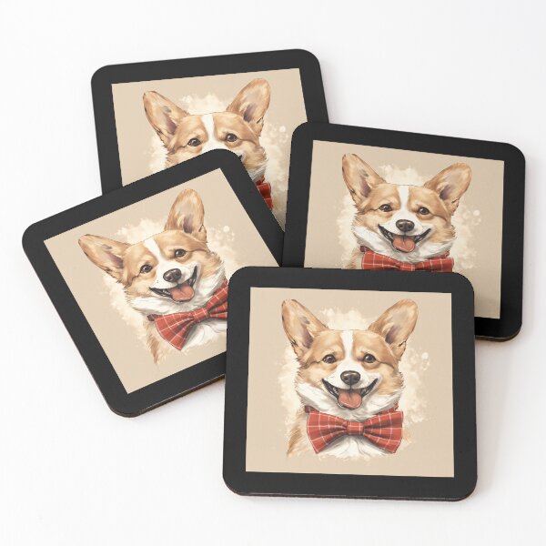 Aperçu de l'œuvre Sabtle White Corgi Christmas Plaid Watercolor créée et vendue par rafaeltto.