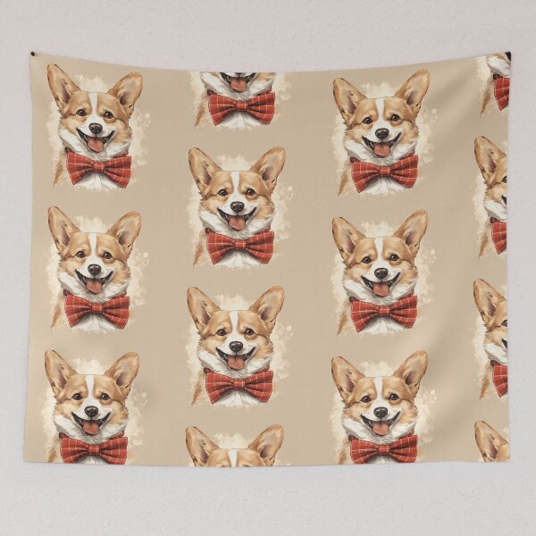 Item preview, Sabtle White Corgi Christmas Plaid Watercolor designed and sold by rafaeltto.
