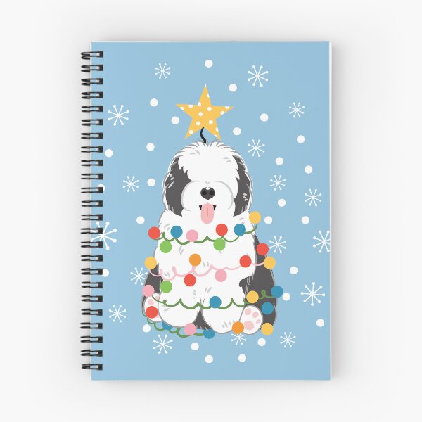 Item preview, Black White Old English Sheepdog Christmas Tree 3 designed and sold by Lulupainting.