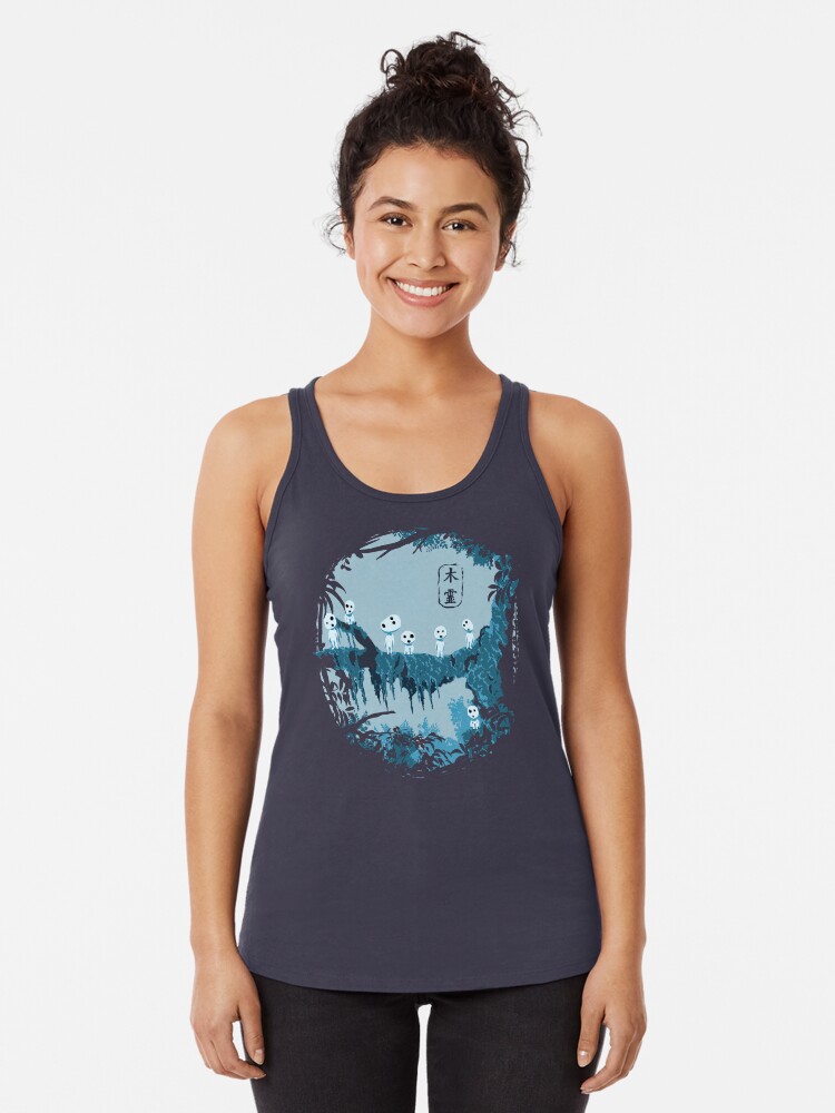 Thumbnail 1 of 3, Racerback Tank Top, Kodama studio ghibli designed and sold by LucieBeeArt.