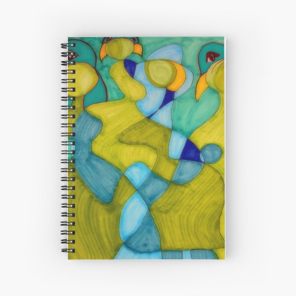 Green Birds and Women Spiral Notebook