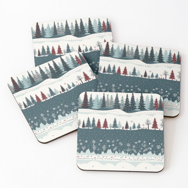 Item preview, Winter clipart: snowy scene, fir trees and snowflakes designed and sold by cosmodificated.
