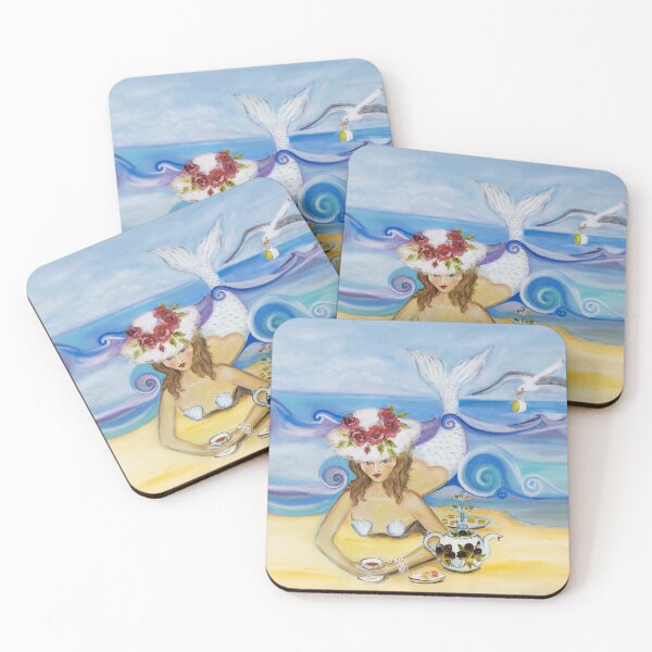 Item preview, Mermaid having tea with a seagull designed and sold by Theresa LaBrecque.