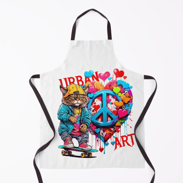 Item preview, Urban Cat with skateboard and peace love graffiti designed and sold by PETS ABC.
