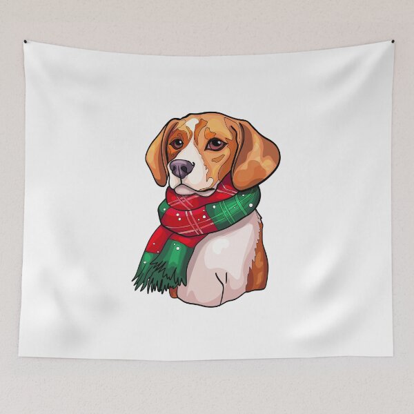 Item preview, Smiling hound dog in winter clothes. Winston Art Print designed and sold by Anastasiia Yurevych.