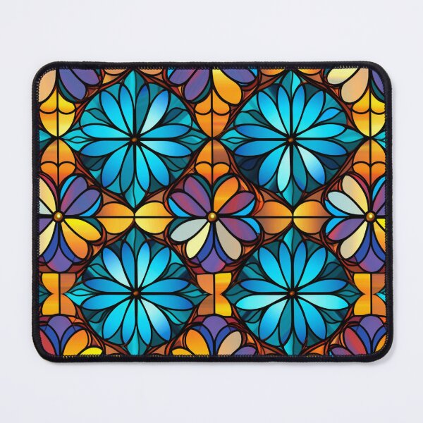 Item preview, Stained Glass Floral Elegance in Light Orange and Azure designed and sold by minjagoods.