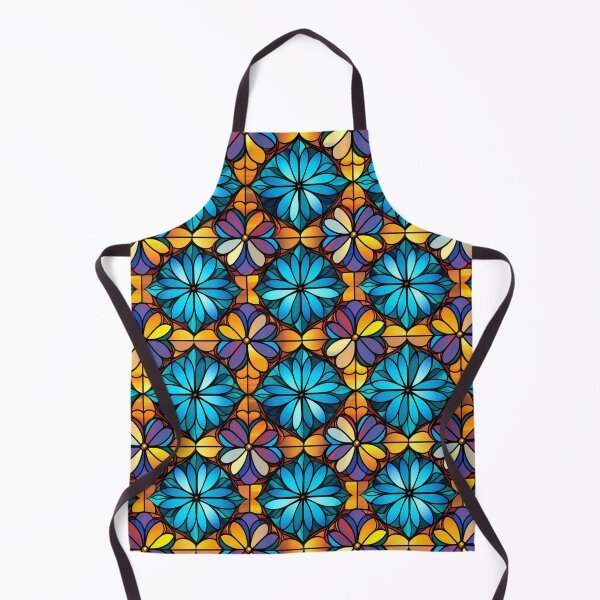 Item preview, Stained Glass Floral Elegance in Light Orange and Azure designed and sold by minjagoods.