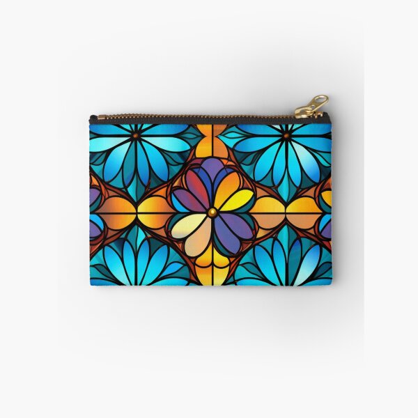 Item preview, Stained Glass Floral Elegance in Light Orange and Azure designed and sold by minjagoods.