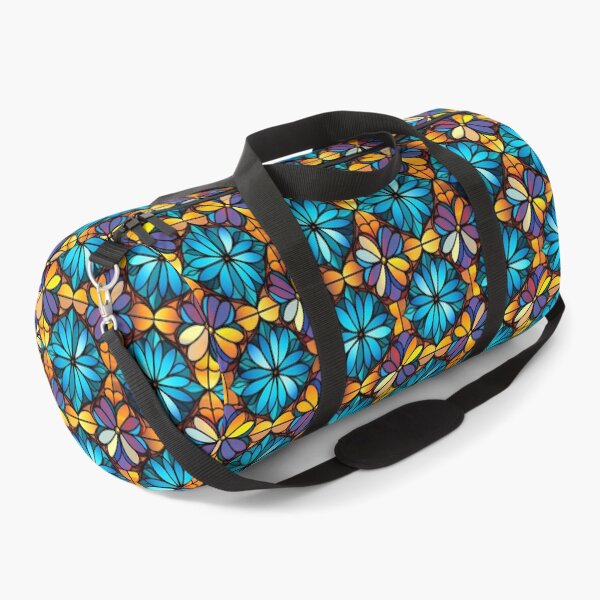 Item preview, Stained Glass Floral Elegance in Light Orange and Azure designed and sold by minjagoods.